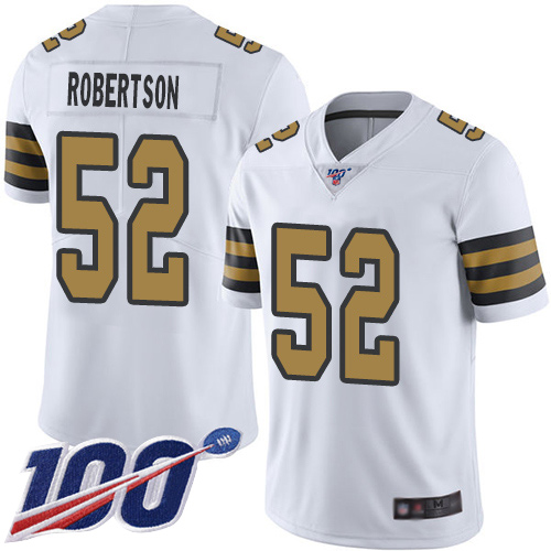 Men New Orleans Saints Limited White Craig Robertson Jersey NFL Football #52 100th Season Rush Vapor Untouchable Jersey